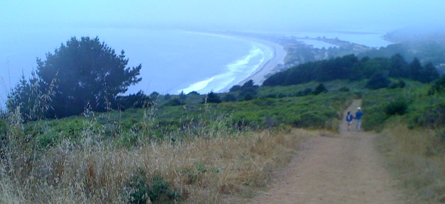 Nick and Amanda approach Stinson Beach